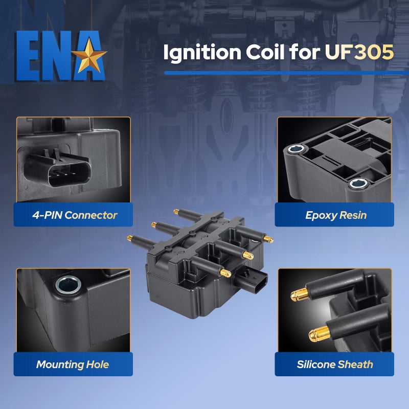 ENA Ignition Coil 2001 2002 2003 2004 2005 2006 2007 2008 2009 Compatible with Dodge Jeep Chrysler Town Country Grand Caravan Wrangler JK Pacifica Voyager Coil Packs 3.8 3.3 V6 for UF305 C1442 5603252 - Image 2
